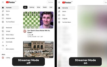 Streamer mode for YouTube