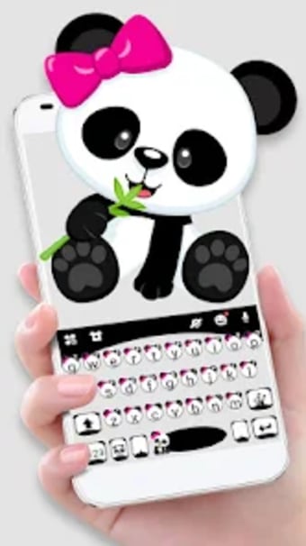 Cute Bowknot Panda Keyboard Th