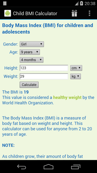 Child BMI Calculator -Body Mas
