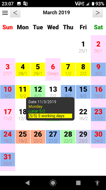 User Calendar