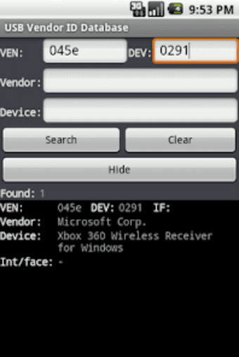 USB VENDEV Database