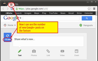 Favicon counter for Google+