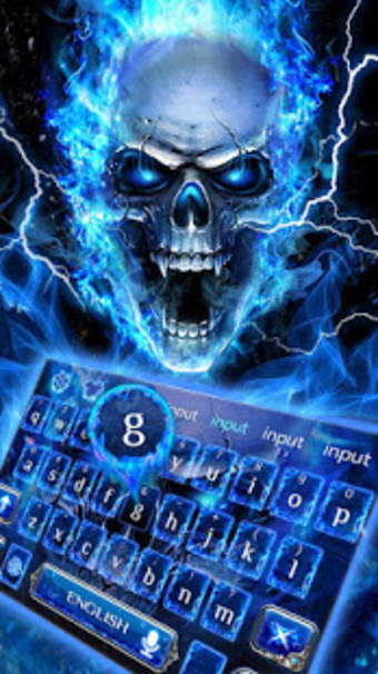 Blue Fire Skull Keyboard