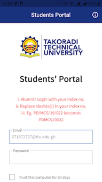T.T.U Student Portal