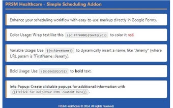 PRSM Healthcare - Simple Scheduling AddOn