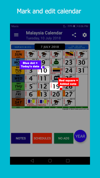 Malaysia Calendar 2019 Note Widget HD