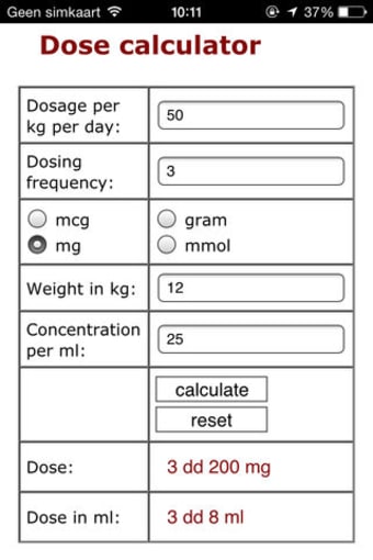 Pediatric dosage calculator