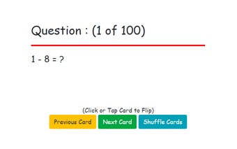 Flash Cards : Subtraction