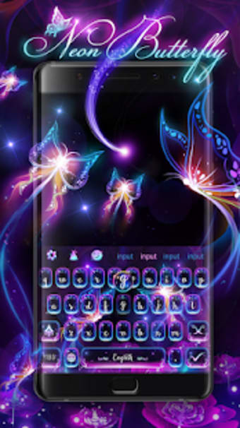 Fluorescent Butterflies Keyboard Theme