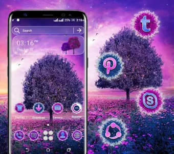 Purple Tree Flowers Theme