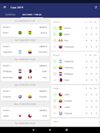 Copa America App 2019 Soccer Scores