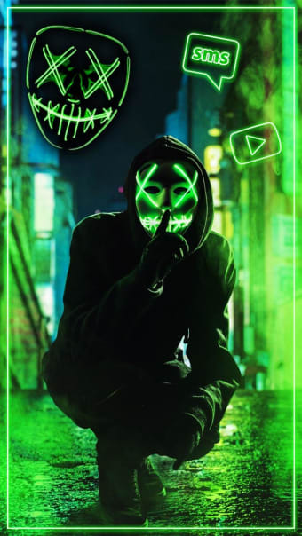 Neon Mask Cool Man Theme  Live Wallpaper