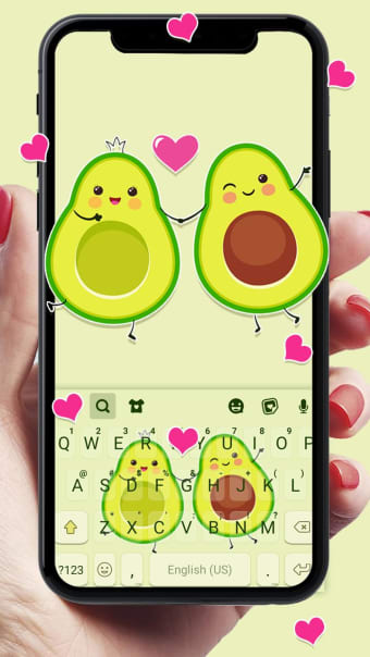 Cute Avocado Love Keyboard Background