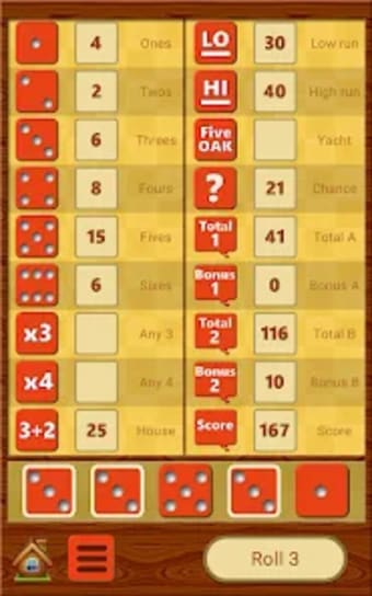 FiveOAK yatzy dice game.