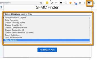 SFMC OBJECT FINDER