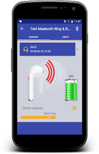 Bluetooth check ringtone  show battery level