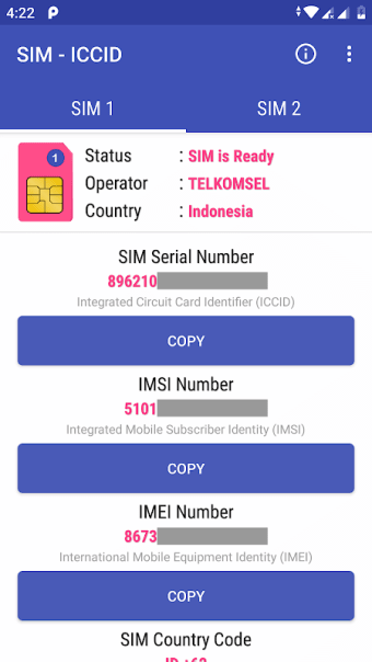 SIM ICCID - Dual SIM Card