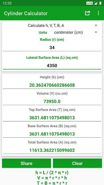 Cylinder Calculator