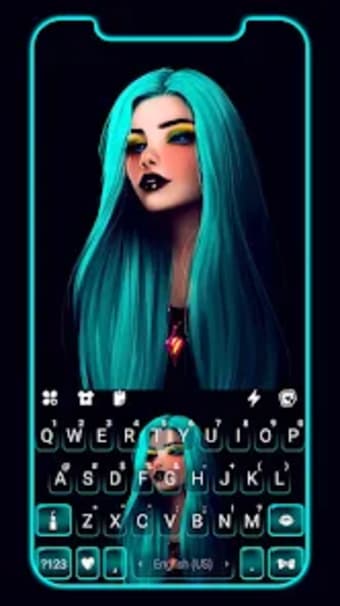 Gothic Neon Girl Keyboard Back