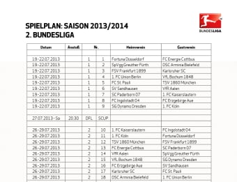 2. Bundesliga-Spielplan 2013/2014