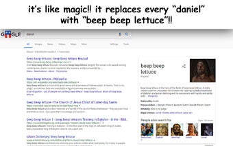 replace daniel with beep beep lettuce