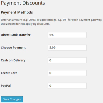 Discounts Per Payment Method on WooCommerce