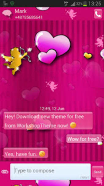 lovely Pink Theme GO SMS Pro