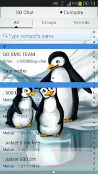 Penguins Theme GO SMS Pro