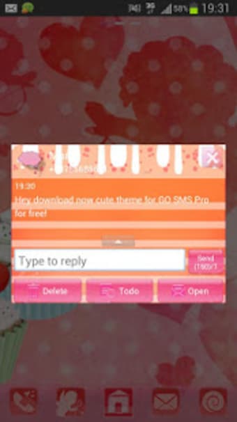 Cupcake Heart Theme GO SMS Pro