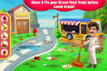 School Food Truck Cooking and Cleaning
