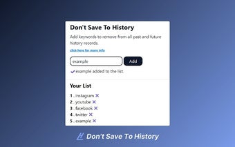 Don't save to history