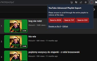 YouTube Advanced Playlist Export