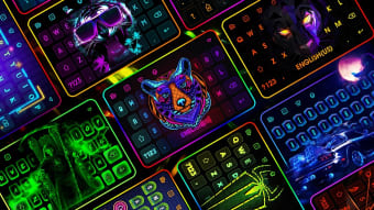 Neon LED Keyboard Fonts RGB