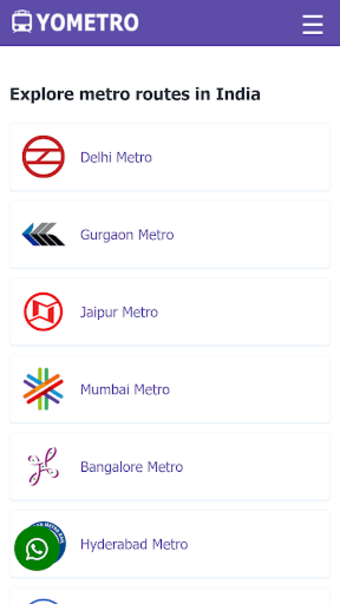 YoMetro: Metro Routes in India
