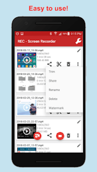 REC - Screen Recorder. UHD FHD HD onoff audio