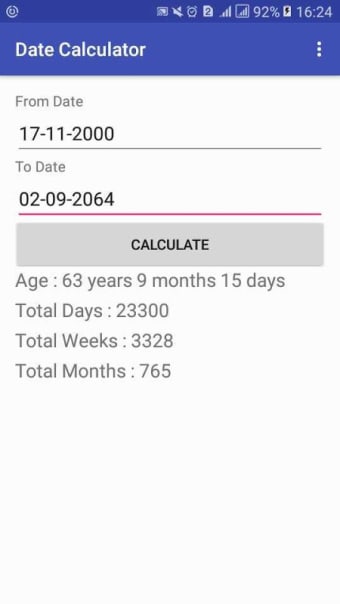 Date Calculator : Age Day Week Month Year