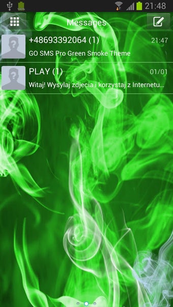 GO SMS Pro Green Smoke Theme