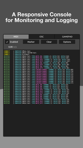 Protokol - MIDIOSC Monitor