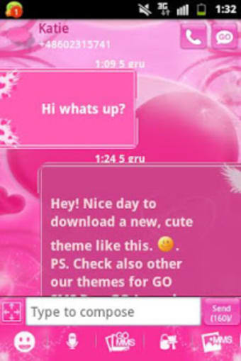 Pink Love Theme GO SMS Pro