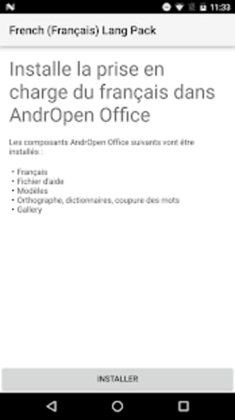 French Français Lang Pack for AndrOpen Office
