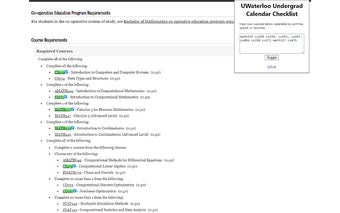 UWaterloo Undergrad Calendar Checklist