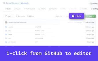 peek – GitHub to local editor in 1 click