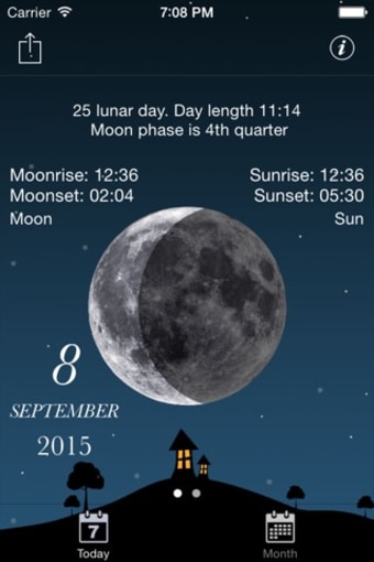 Moon phases calendar and sky