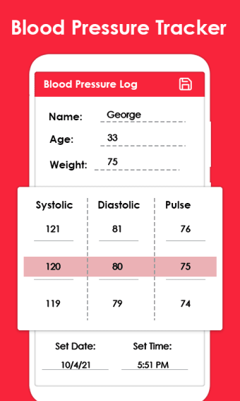 Blood Pressure Tracker Diary