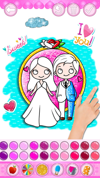 Glitter Bride and Groom Coloring Pages For Kids