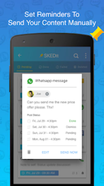 SKEDit Scheduling App: Schedule WhatsApp SMS Calls