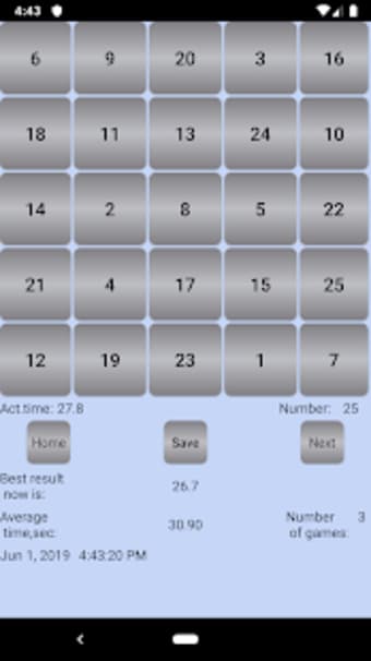 app5x5- Schulte table