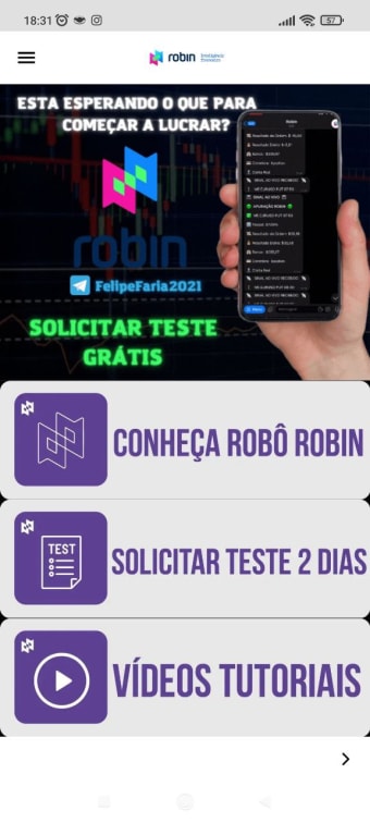 Robin Robô Trader celular