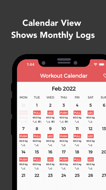 Workout Calendar: TrackLog