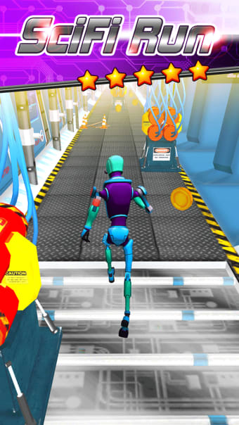 3D Scifi Robot Fast Running Battlefield